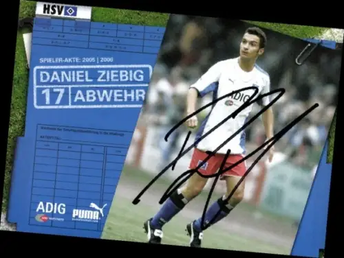 Autogrammkarte Fußballer Daniel Ziebig, Hamburger SV, Autogramm