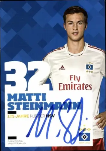 Autogrammkarte Fußballer Matti Steinmann, Hamburger SV, Autogramm