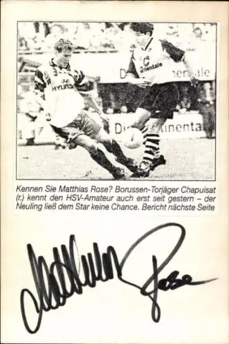 Autogramm Fußballer Matthias Rose, Portrait auf dem Feld, Hamburger SV