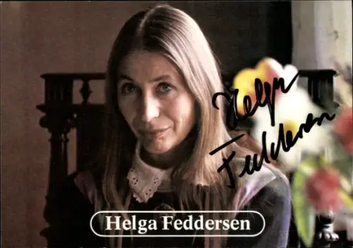 Autogrammkarte Schauspielerin Helga Feddersen, Portrait, Autogramm
