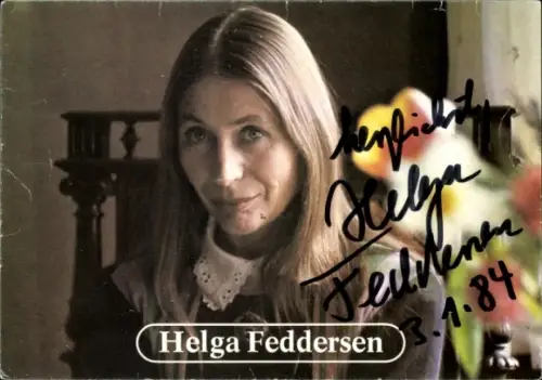 Autogrammkarte Schauspielerin Helga Feddersen, Portrait, Autogramm