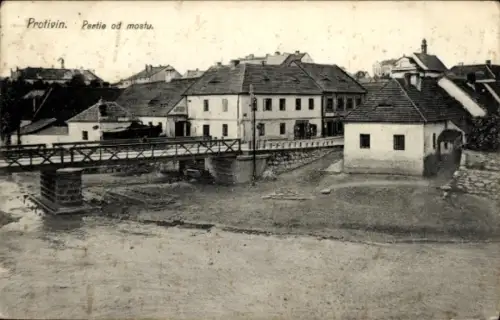 Ak Protivín Protiwin Südböhmen, Teilansicht, Brücke