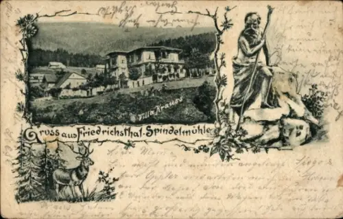 Ak Bedřichov Friedrichstal Spindleruv Mlýn Spindlermühle Riesengebirge, Villa Krauss, Rübezahl