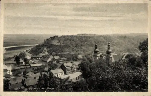 Ak Ujście Usch Netze Posen, Totalansicht, Kirche