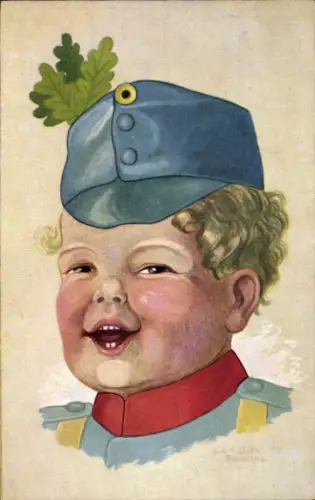Künstler Ak Diehl, Carl, Junge in Uniform, Locken, Eichenlaub, Gebirgsjäger
