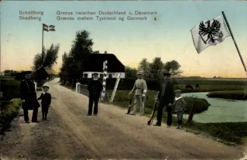 Ak Schottburg, Grenze zwischen Deutschland und Dänemark