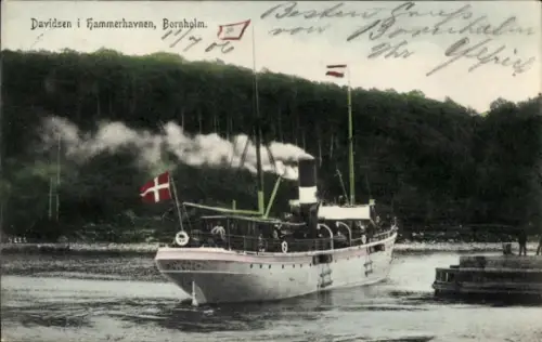 Ak Hammerhavn Bornholm Dänemark, Dampfschiff M. Davidsen