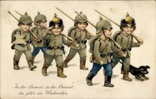 Ak In der Heimat da gibt's ein Wiederseh'n, Kinder als Soldaten, 1. WK