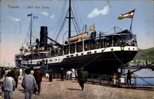 Ak Triest Trieste Friuli Venezia Giulia, Molo S. Carlo, Passagierdampfer Tirol