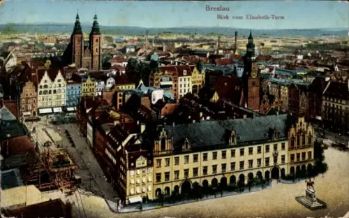 Ak Wrocław Breslau Schlesien,  Blick vom Elisabeth-Turm, Stadtansicht,  Gebäude
