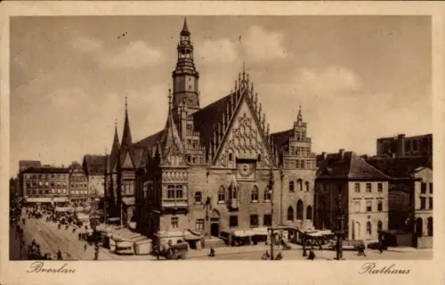 Ak Wrocław Breslau Schlesien,  Rathaus,  Architektur, 
