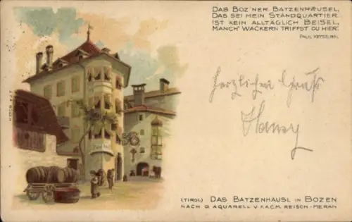 Ak Bozen Bolzano Südtirol, Batzenhäusel, Stadtansicht, Tirol, Paul Keyse, 1890