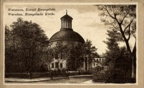 Künstler Ak Warszawa Warschau Polen, Kosciol Ewangelicki, Ansicht von der Evang. Kirche