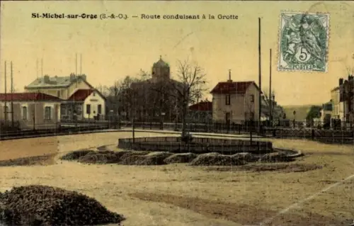 Ak Saint Michel sur Orge Essonne, Route conduisant à la Grotte