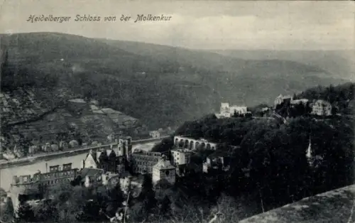 Ak Heidelberg am Neckar, Heidelberger Schloss, Molkenkur, Flusslandschaft, 