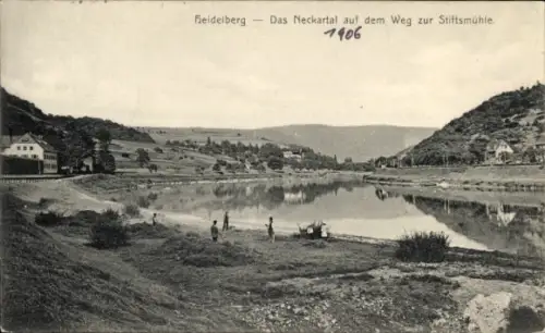 Ak Heidelberg am Neckar, Neckartal auf dem Weg zur Stiftsmühle
