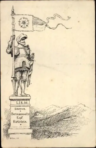 Ak Hartmannswiller Hartmannsweiler Elsass Haut Rhin, Hartmannsweilerkopf, Denkmal L. Inf. Rgt. 56