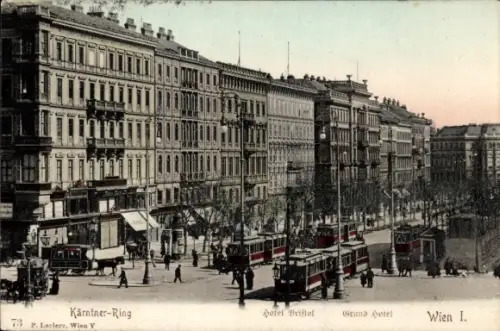 Ak Wien 1 Innere Stadt Hotel Bristol, Kärntner-Ring, Hotel Bristol, Grand Hotel, Wien I, Straßenb
