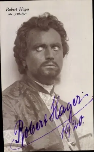 Foto Ak Opernsänger Robert Hager als Othello, Portrait, Autogramm