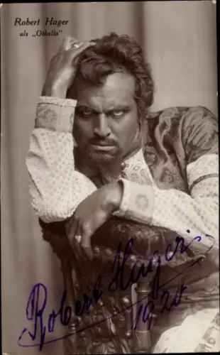 Foto Ak Opernsänger Robert Hager als Othello, Portrait, Autogramm