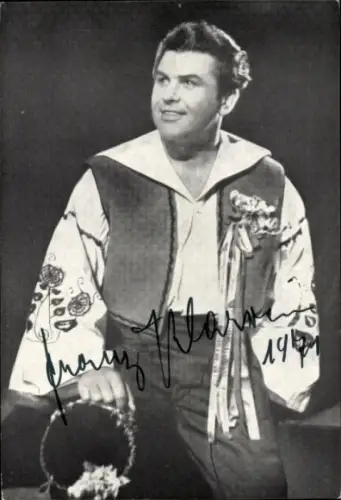 Foto Ak Opernsänger Franz Klarwein, Portrait, Autogramm