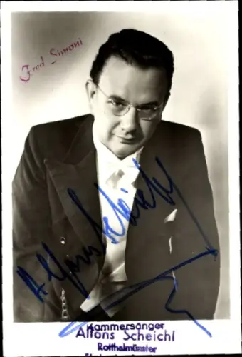 Autogrammkarte Foto Kammersänger Alfons Schleichl, Portrait, Autogramm