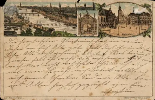 Vorläufer Litho Hansestadt Bremen, Gesamtansicht, Marktplatz, Portal