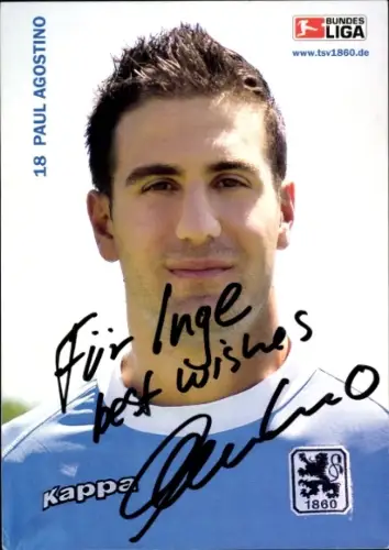 Autogrammkarte Fußballspieler Paul Agostino, Autogramm