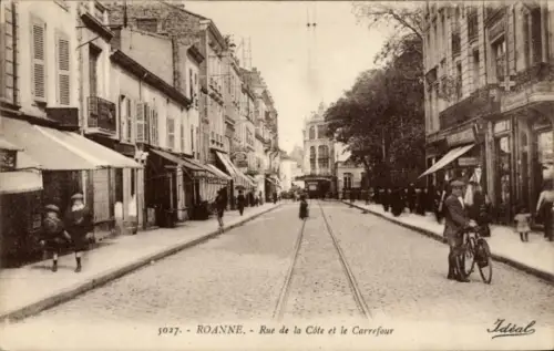 CPA Roanne Loire, Rue de la Cote, Carrefour