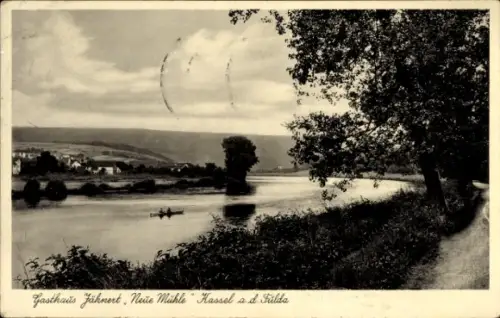 Ak Cassel Kassel in Hessen, Gasthof Jähnert Neue Mühle, Uferblick
