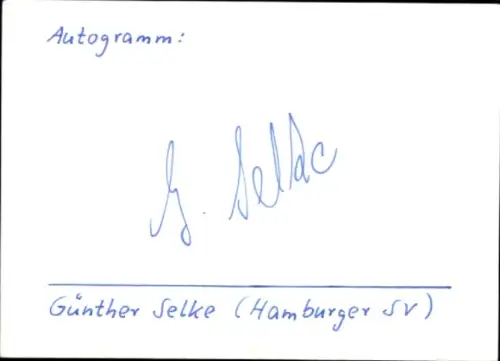 Autogramm Fußballer Günther Selke, Hamburger SV