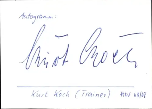 Autogramm Trainer Kurt Koch, Hamburger SV