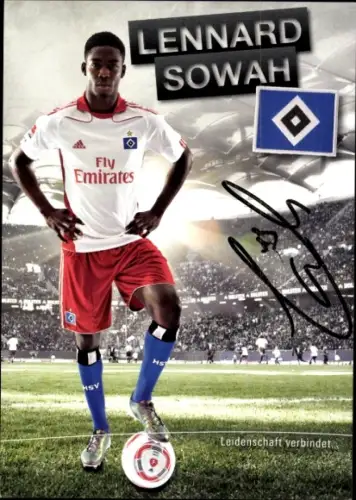 Autogrammkarte Fußballer Lennard Sowah, Hamburger SV, Autogramm