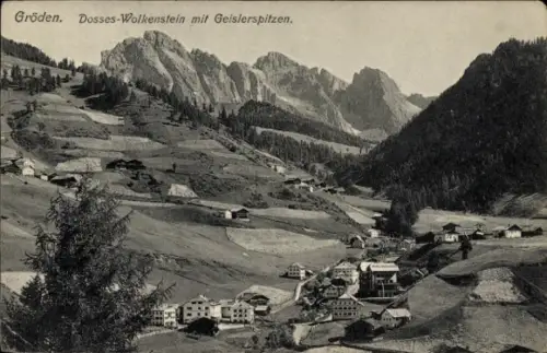 Ak Wolkenstein in Gröden Selva di Valgardena Südtirol, Berglandschaft, Dosses-Wolkenstein, Geisle