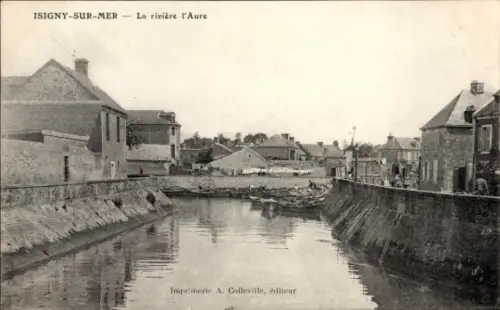 Ak Isigny sur Mer Calvados, La riviere l'Aure