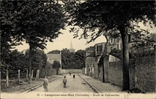 Ak Langrune sur Mer Calvados, Route de Courseulles