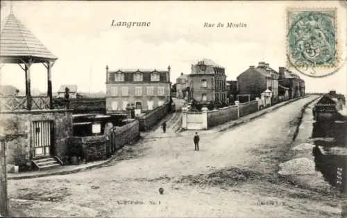 Ak Langrune sur Mer Calvados,  Rue du Moulin, Straße, Häuser, 