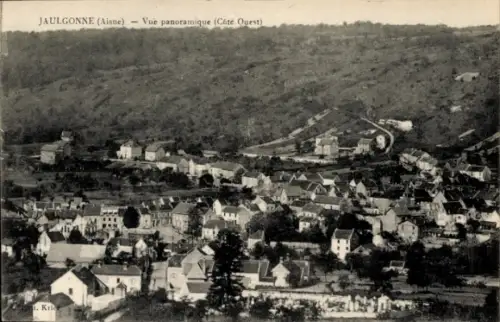 Ak Jaulgonne Aisne, Panoramablick auf  Aisne, Landschaft, Häuser, Bäume