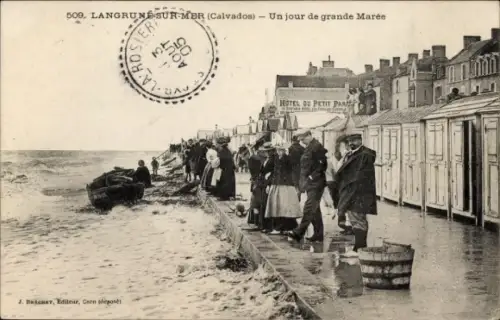 Ak Langrune sur Mer Calvados, Un jour de grande Maree