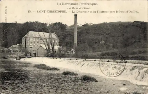 Ak Saint Christophe Calvados, Le Deversoir et la Filature