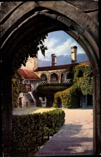 Ak Meran Merano Südtirol, Schlosshof Knillenberg,   Architektur, Pflanzenbewuchs