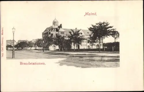 Ak Malmö Schweden, Brandstationen, Feuerwehr