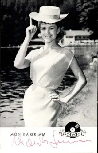 Autogrammkarte Sängerin Monika Grimm, Portrait, Autogramm
