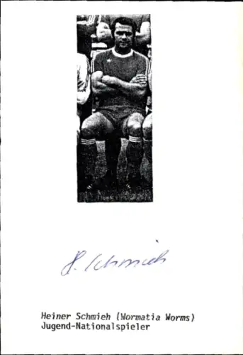 Autogramm Fußballer Heiner Schmieh, Wormatia Worms, Portrait