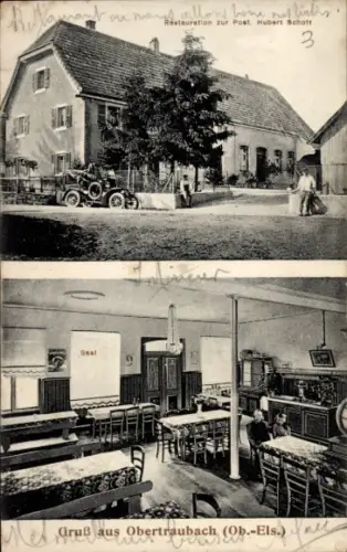 Ak Traubach le Haut Obertraubach Elsass Haut Rhin, Restauration zur Post