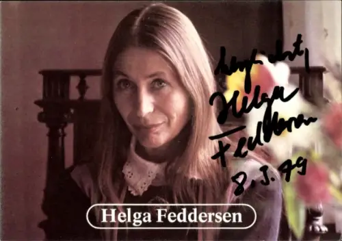 Autogrammkarte Schauspielerin Helga Feddersen, Portrait, Autogramm