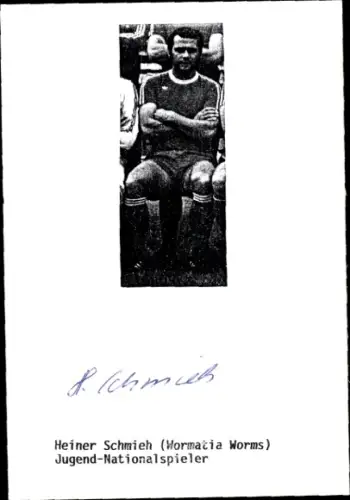 Autogrammkarte Fußballer Heiner Schmieh, Wormatia Worms, Autogramm