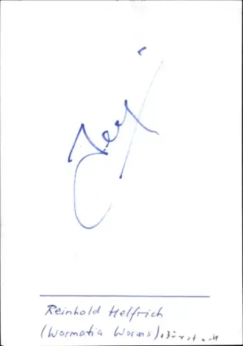 Autogramm Fußballer Reinhold Helfrich, Wormatia Worms