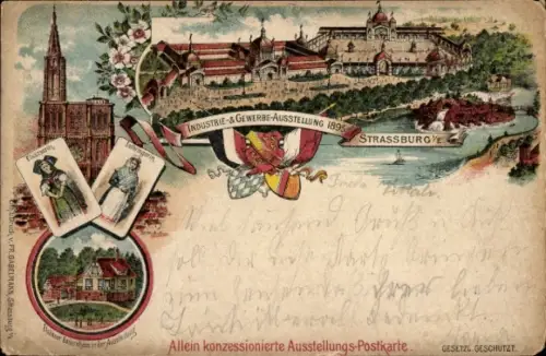 Vorläufer Litho Straßburg Elsass Bas Rhin, Gesamtansicht, Kirche