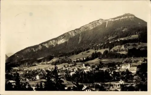 Ak Bad Goisern am Hallstättersee Oberösterreich, Berglandschaft, Ort mit Häusern, Bäume,  in Schw